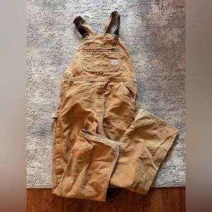 Carhartt R37 BRN Duck Canvas Insulated Bib Overalls Brown 36x32 Made in USA